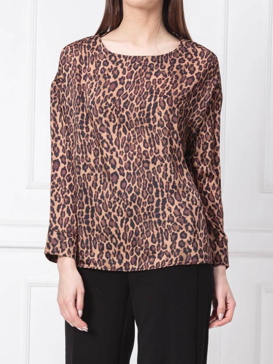 Zdjęcie produktu NA-KD Bluzka Leopard | Relaxed fit brązowy