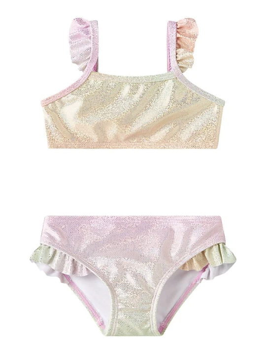 Zdjęcie produktu name it Bikini "Ola" w kolorze jasnoróżowo-żółtym rozmiar: 110 / 116