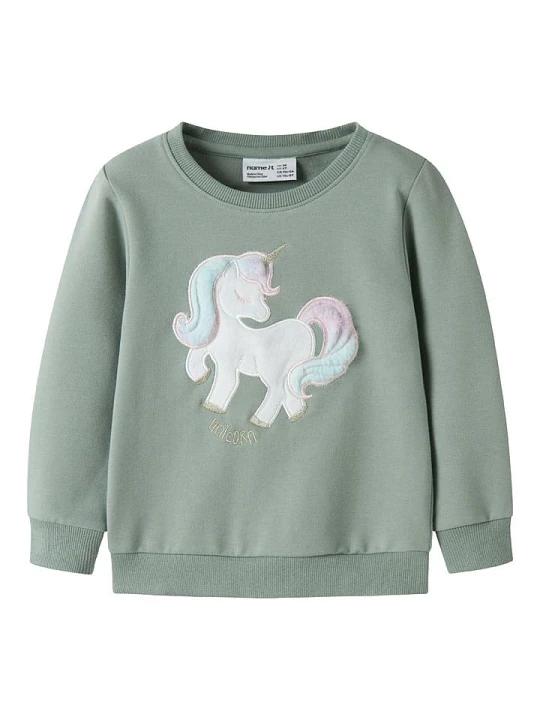 Zdjęcie produktu name it Bluza "Kisa" w kolorze zielonym rozmiar: 104