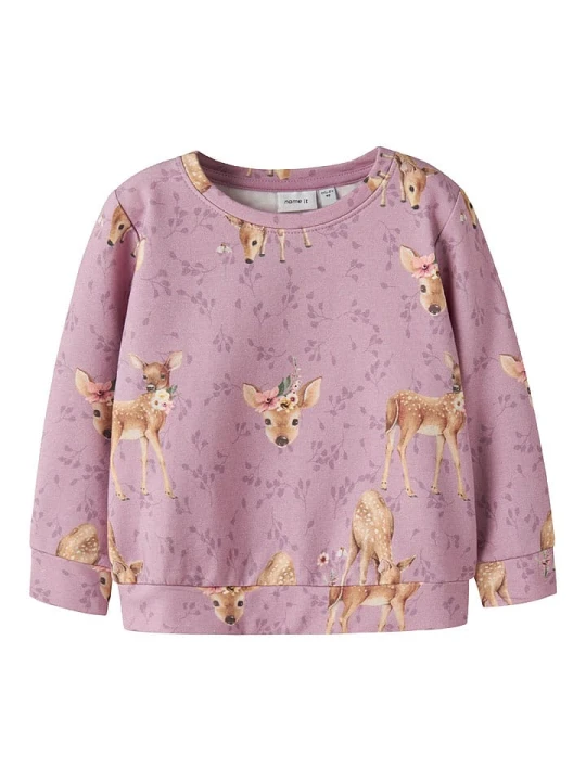 Zdjęcie produktu name it Bluza "Pobambi" w kolorze beżowo-jasnoróżowym rozmiar: 92