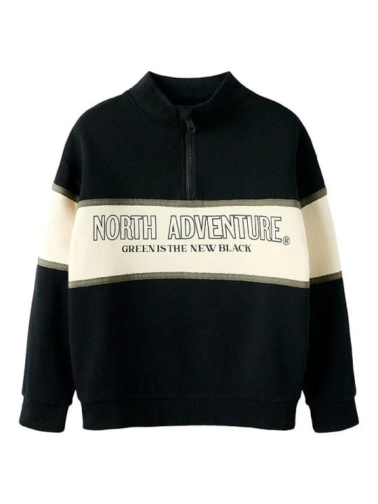 Zdjęcie produktu name it Bluza "Poborde" w kolorze czarno-beżowym rozmiar: 146/152