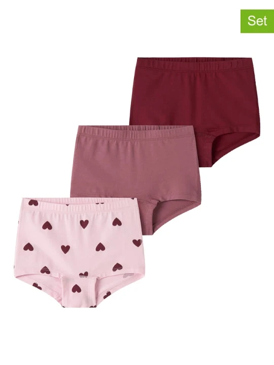Zdjęcie produktu name it Pełne majtki (3 pary) "Tights" w kolorze bordowo-jasnoróżowym rozmiar: 104