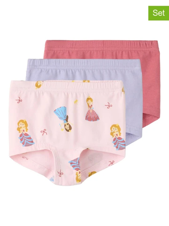 Zdjęcie produktu name it Pełne majtki (3 pary) "Tights" w kolorze jasnoróżowo-fioletowo-różowym rozmiar: 122 / 128