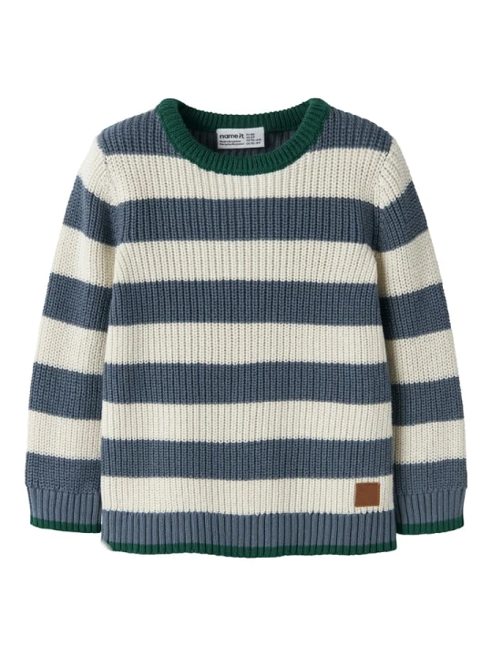 Zdjęcie produktu name it Sweter "Ereus" w kolorze niebiesko-kremowym rozmiar: 110