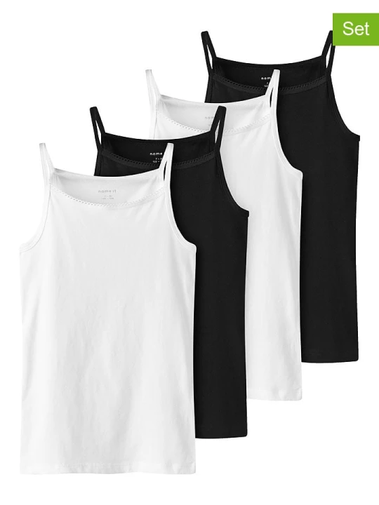 Zdjęcie produktu name it Topy (4 szt.) "Strap" w kolorze czarno-białym rozmiar: 122 / 128