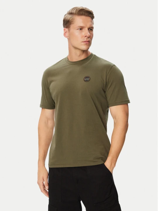 Zdjęcie produktu Napapijri T-Shirt S-Badge NP0A8949 Khaki Regular Fit