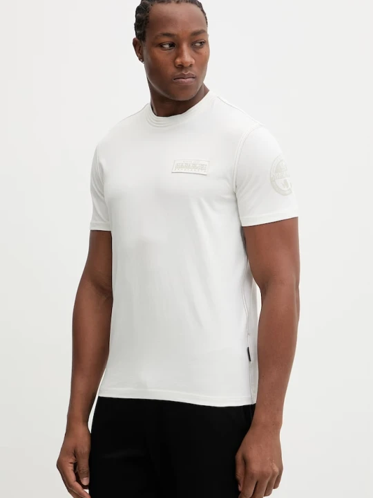 Zdjęcie produktu Napapijri t-shirt bawełniany AMUNDSEN beżowy