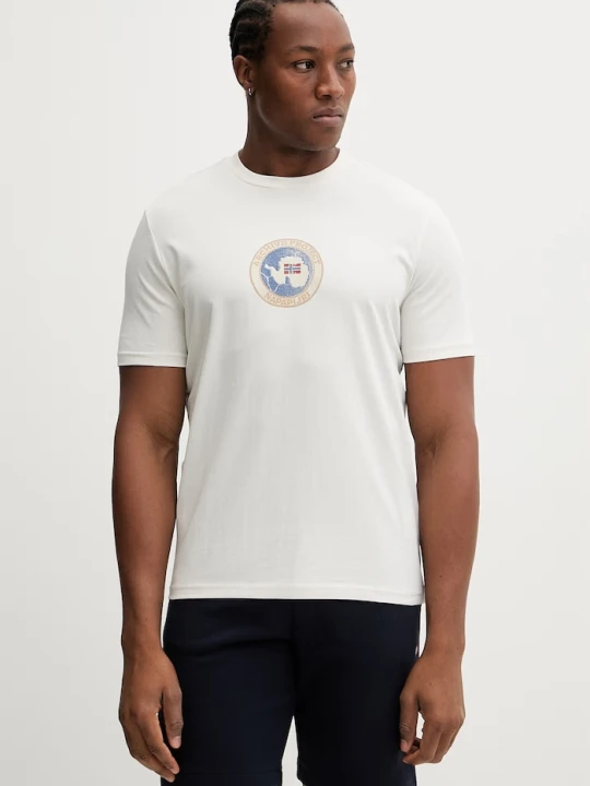 Zdjęcie produktu Napapijri t-shirt bawełniany PHOS beżowy