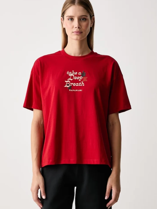 Zdjęcie produktu Napapijri T-shirt damski bawełniany Aral czerwony