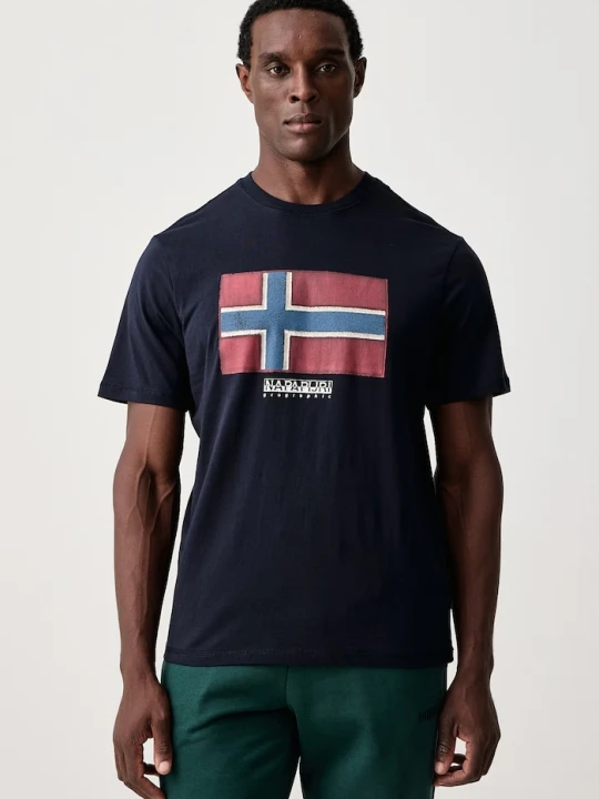Zdjęcie produktu Napapijri T-shirt męski bawełniany Flag granatowy