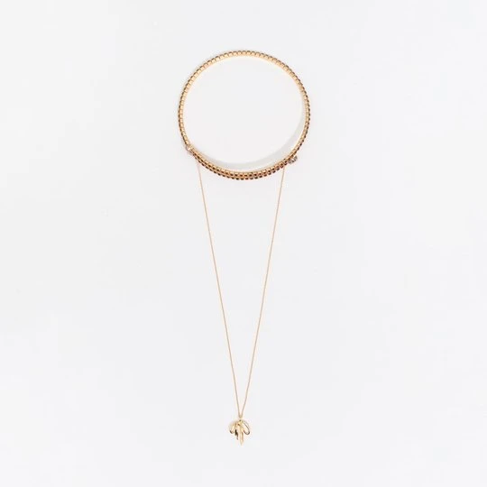 Zdjęcie produktu Naszyjnik choker kryształki łańcuszek kokarda złoty BIMBA Y LOLA