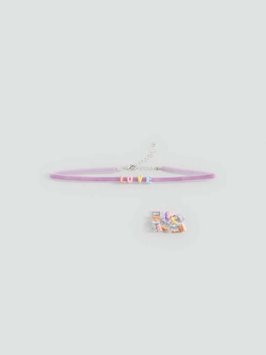 Zdjęcie produktu Naszyjnik choker z literami liliowy - Dzieci - Rozmiar uniwersalny - MANGO KIDS