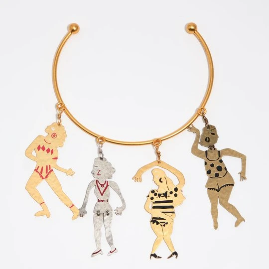 Zdjęcie produktu Naszyjnik typu choker metalowe sylwetki trzykolorowe BIMBA Y LOLA złoty
