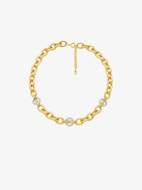 Zdjęcie produktu Naszyjnik z łańcuszkiem i logo MK Pop z kryształkami pavé Michael Kors DWA KOLORY (Srebrny)
