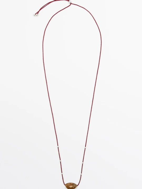 Zdjęcie produktu Naszyjnik Z Nieregularnym Kamieniem - Czerwony - Massimo Dutti - Female