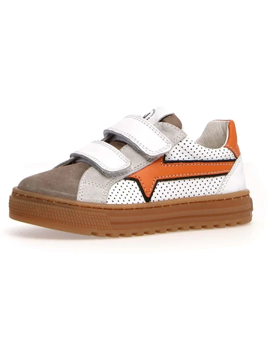 Zdjęcie produktu Naturino Skórzane sneakersy "Blitz" w kolorze biało-brązowo-pomarańczowym rozmiar: 33