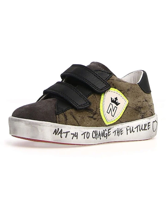 Zdjęcie produktu Naturino Skórzane sneakersy "Korey" w kolorze khaki rozmiar: 26
