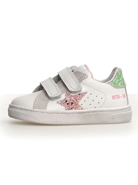 Zdjęcie produktu Naturino Skórzane sneakersy "Pinn" w kolorze biało-zielono-jasnoróżowym rozmiar: 24