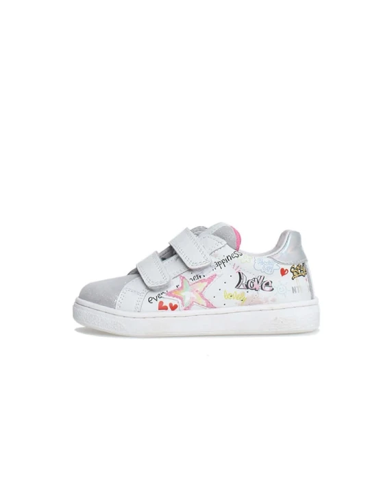 Zdjęcie produktu Naturino Skórzane sneakersy "Pinn" w kolorze białym ze wzorem rozmiar: 28