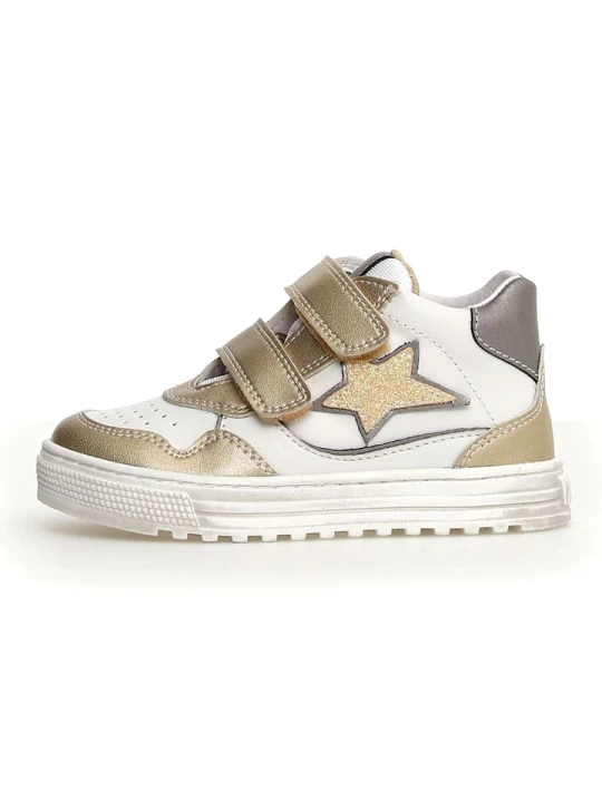 Zdjęcie produktu Naturino Skórzane sneakersy w kolorze złoto-srebrno-białym rozmiar: 36