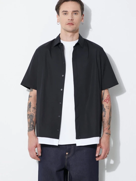 Zdjęcie produktu Neil Barrett koszula bawełniana Loose Double Layer Short Sleeve Shirt