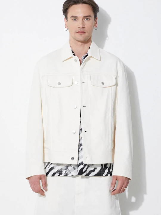 Zdjęcie produktu Neil Barrett kurtka bawełniana Slim Front Pockets Jean Jacket beżowy