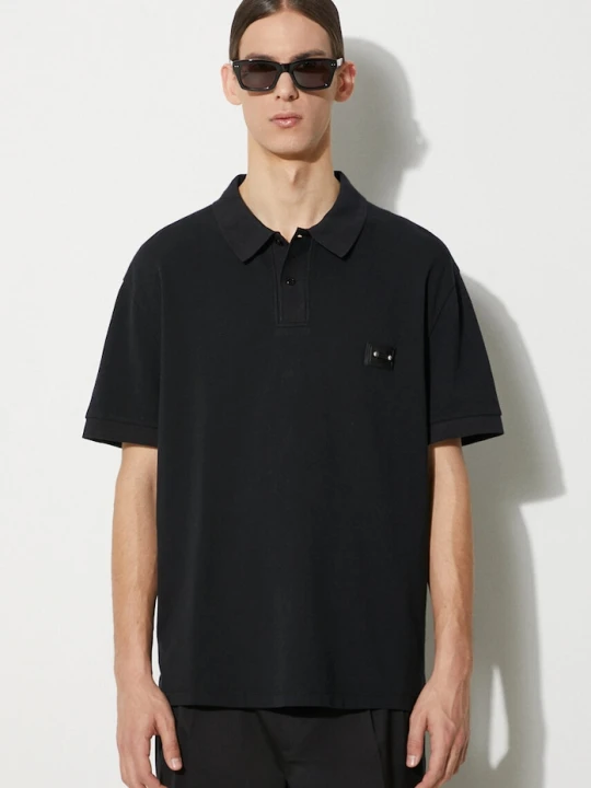Zdjęcie produktu Neil Barrett polo bawełniane Loose Pierced Nipple Polo czarny
