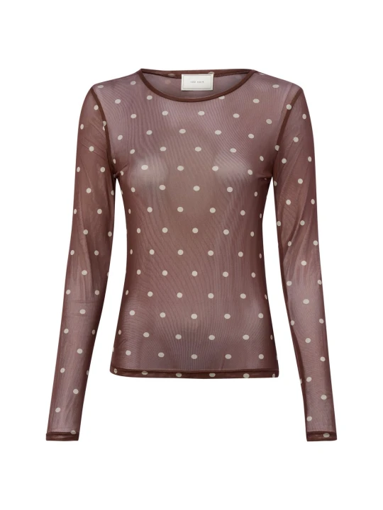 Zdjęcie produktu Neo Noir bluzka z długim rękawem - Ella Dot Blouse Kobiety brązowy