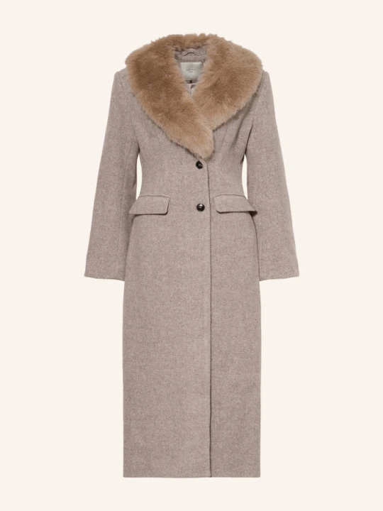 Zdjęcie produktu Neo Noir Płaszcz Corina Z Odpinanym Kołnierzem Ze Sztucznego Futra beige
