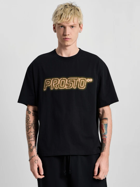 Zdjęcie produktu Neon Black t-shirt boxy bawełniany męski czarny PROSTO.