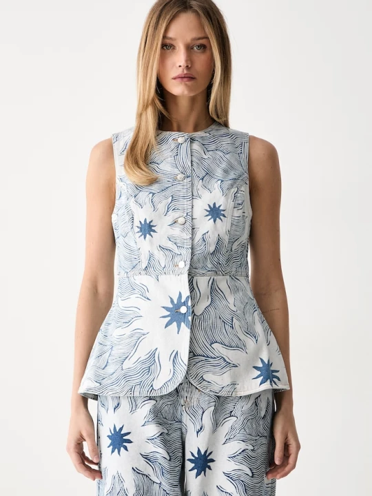 Zdjęcie produktu Never Fully Dressed kamizelka damska jeansowa niebieski