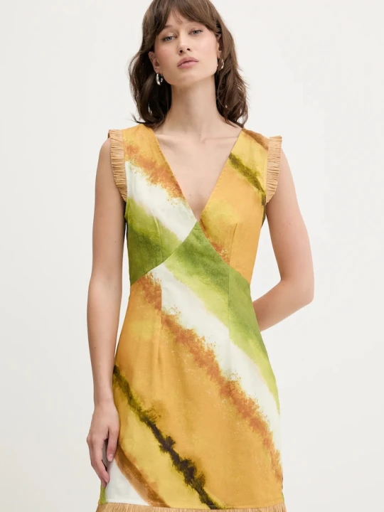 Zdjęcie produktu Never Fully Dressed sukienka lniana żółty
