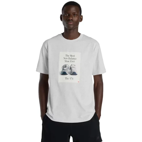 Zdjęcie produktu New Balance 574 Ad T-Shirt MT61B0WFAHH, Męskie, Białe, t-shirty, bawełna, rozmiar: L