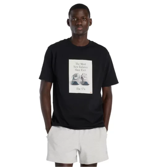 Zdjęcie produktu New Balance 574 Ad T-Shirt MT61B0WFBK, Męskie, Czarne, t-shirty, bawełna, rozmiar: L