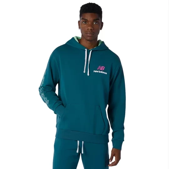 Zdjęcie produktu New Balance Athletics Clash Hoodie MT13564MTL, Męskie, Niebieskie, bluzy, bawełna, rozmiar: XL
