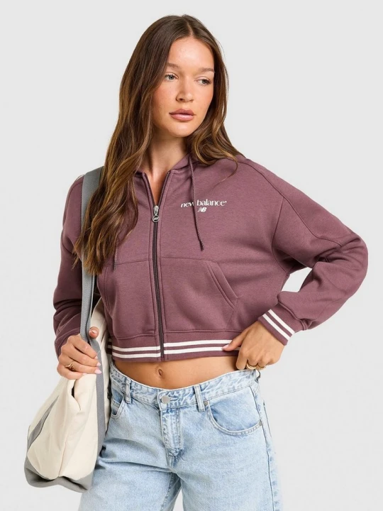 Zdjęcie produktu New Balance Bluza Rozpinana Z Kapturem Ribb Cropp brązowy