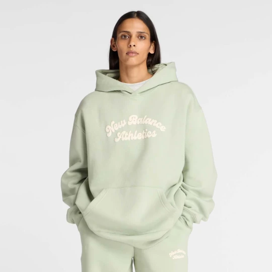 Zdjęcie produktu Linear Heritage Fleece Long Hoodie New Balance zielony