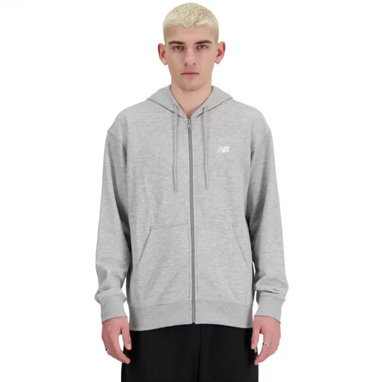Zdjęcie produktu New Balance Sport Essentials Logo French Terry Full Zip MJ41501AG, Męskie, Szare, bluzy, bawełna, rozmiar: L