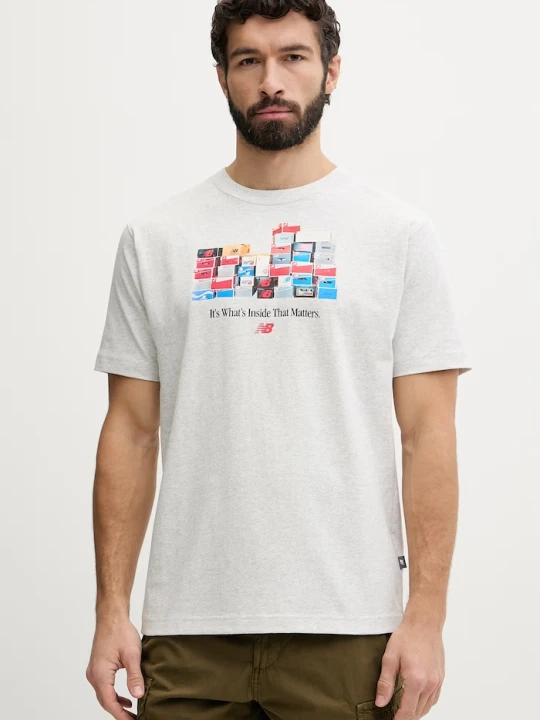 Zdjęcie produktu New Balance t-shirt męski bawełniany Boxes szary
