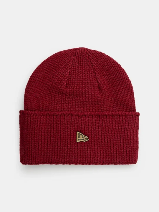 Zdjęcie produktu New Era czapka z domieszką wełny WIDE CUFF BEANIE bordowy