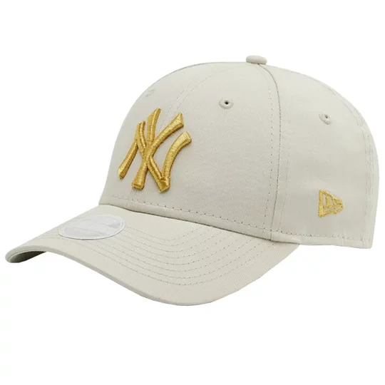 Zdjęcie produktu New Era New York Yankees Wmns Metallic Logo Cap 60222491, Damskie, Beżowe, czapki z daszkiem, bawełna, rozmiar: OSFM