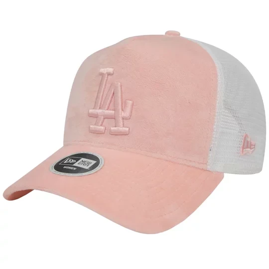 Zdjęcie produktu New Era Wmns LA Dodgers Velour Trucker Cap 60435011, Damskie, Różowe, czapki z daszkiem, poliester, rozmiar: OSFM