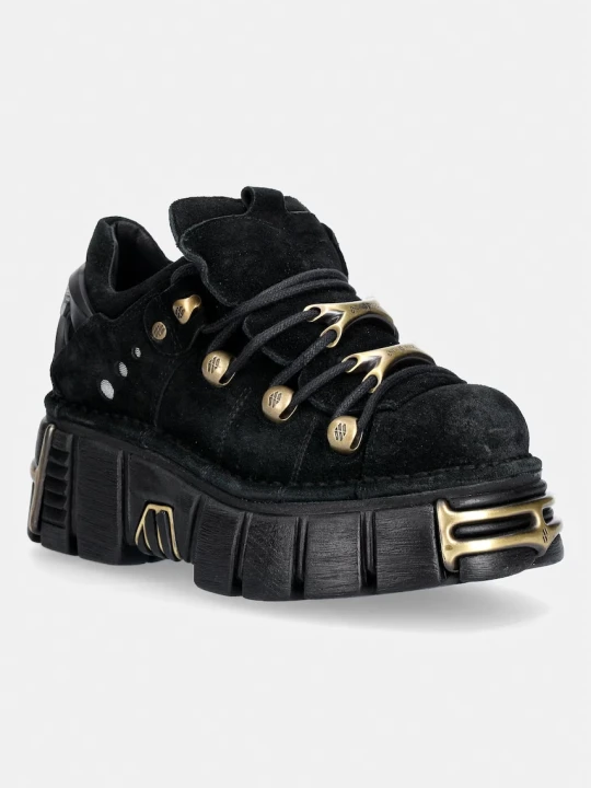 Zdjęcie produktu New Rock ANTE NEGRO + IMPERFECT TOWER NEGRO TORNILLOS sneakersy na platformie damskie zamszowe