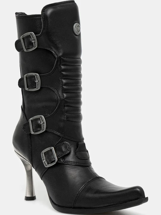 Zdjęcie produktu New Rock botki skórzane Crust Negro, Malicia Negro Tacon Caribe Acero czarny