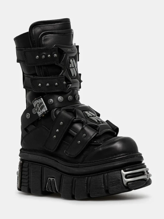 Zdjęcie produktu New Rock botki skórzane CRUST NEGRO, TOWER NEGRO E14 ACERO czarny