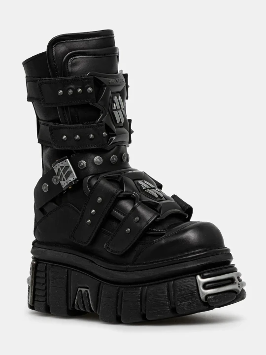 Zdjęcie produktu New Rock botki skórzane CRUST NEGRO, TOWER NEGRO E14 ACERO