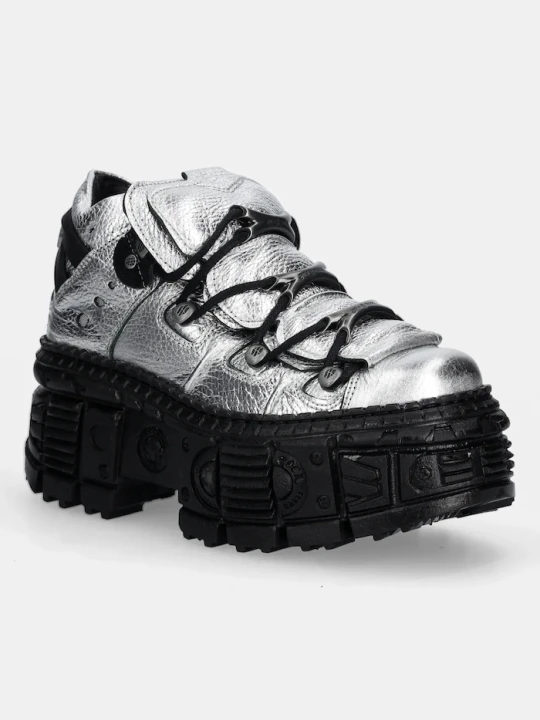 Zdjęcie produktu New Rock buty skórzane Floater Plata, Tank Casco Negro Sin srebrny