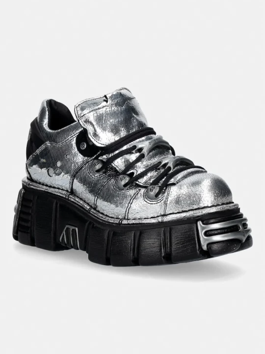 Zdjęcie produktu New Rock CRACK ESPEJO PLATA ANTE + IMPERFECT TOWER NEGRO TORNILLOS buty damskie skórzane srebrny