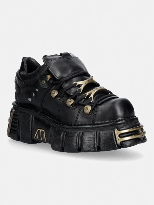 Zdjęcie produktu New Rock CRUST NEGRO, TOWER NEGRO ORO VIEJO buty damskie skórzane czarny