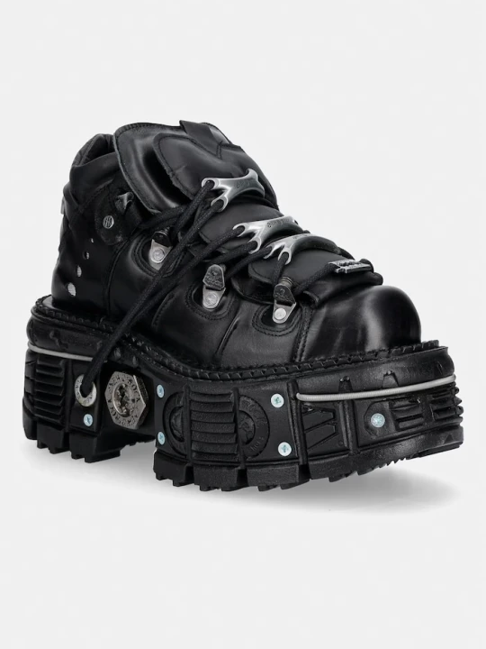 Zdjęcie produktu New Rock ITALI NEGRO, TERNERA NEGRO, PULIK NEGRO sneakersy damskie skórzane czarny